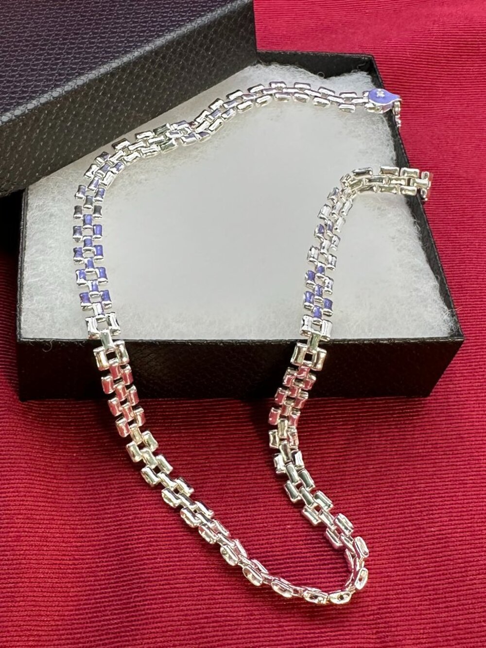 Italian Sterling Silver “watchband” or “Brick” Style Necklace